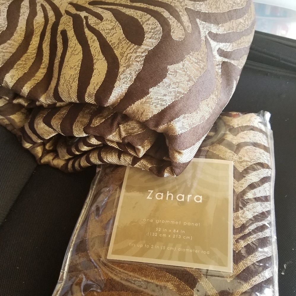 Gold and brown zebra curtains